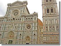 Belfry of Giotto next to Duom is 84 meters high and was constructed in 1334 - 1359.