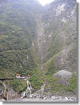 The soul of 212 people, who died on duty of construction of the east and west road, is enshrined. The waterfall, that flows from the shrine, begins to spring from the crack of the marble monolith under the shrine. It was constructed in June, 1958